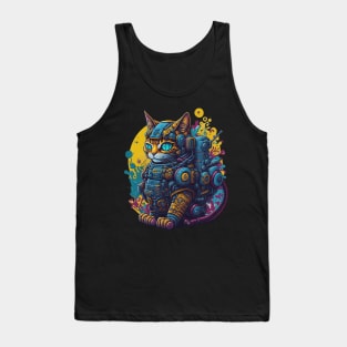 Colorful Robotic Cat Tank Top